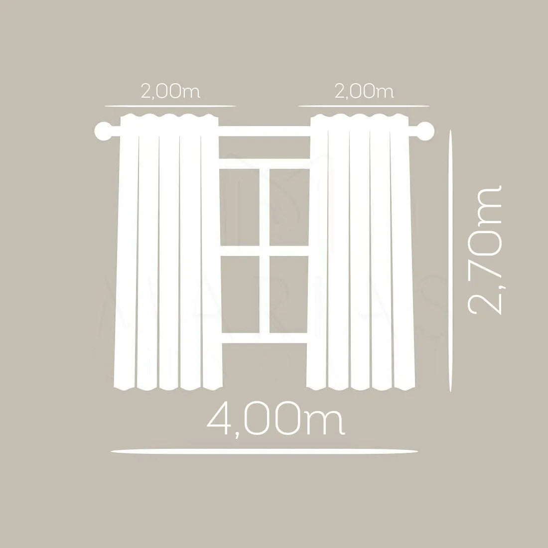 Cortina Voil Com Forro Microfibra 4,00m X 2,70m - Palha