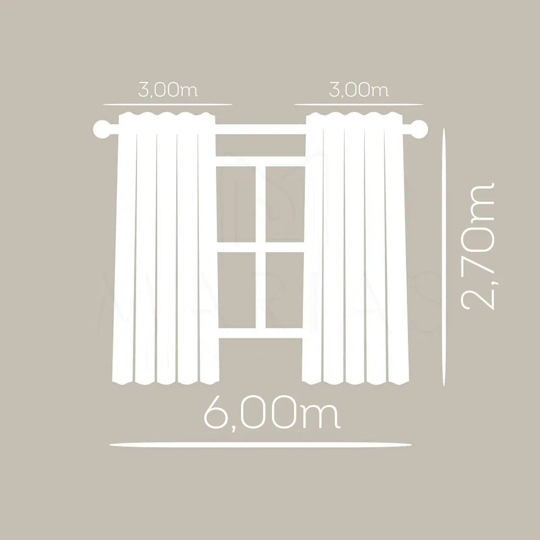 Cortina Blackout Em Tecido Com Voil 6,00m X 2,70m - Marrom