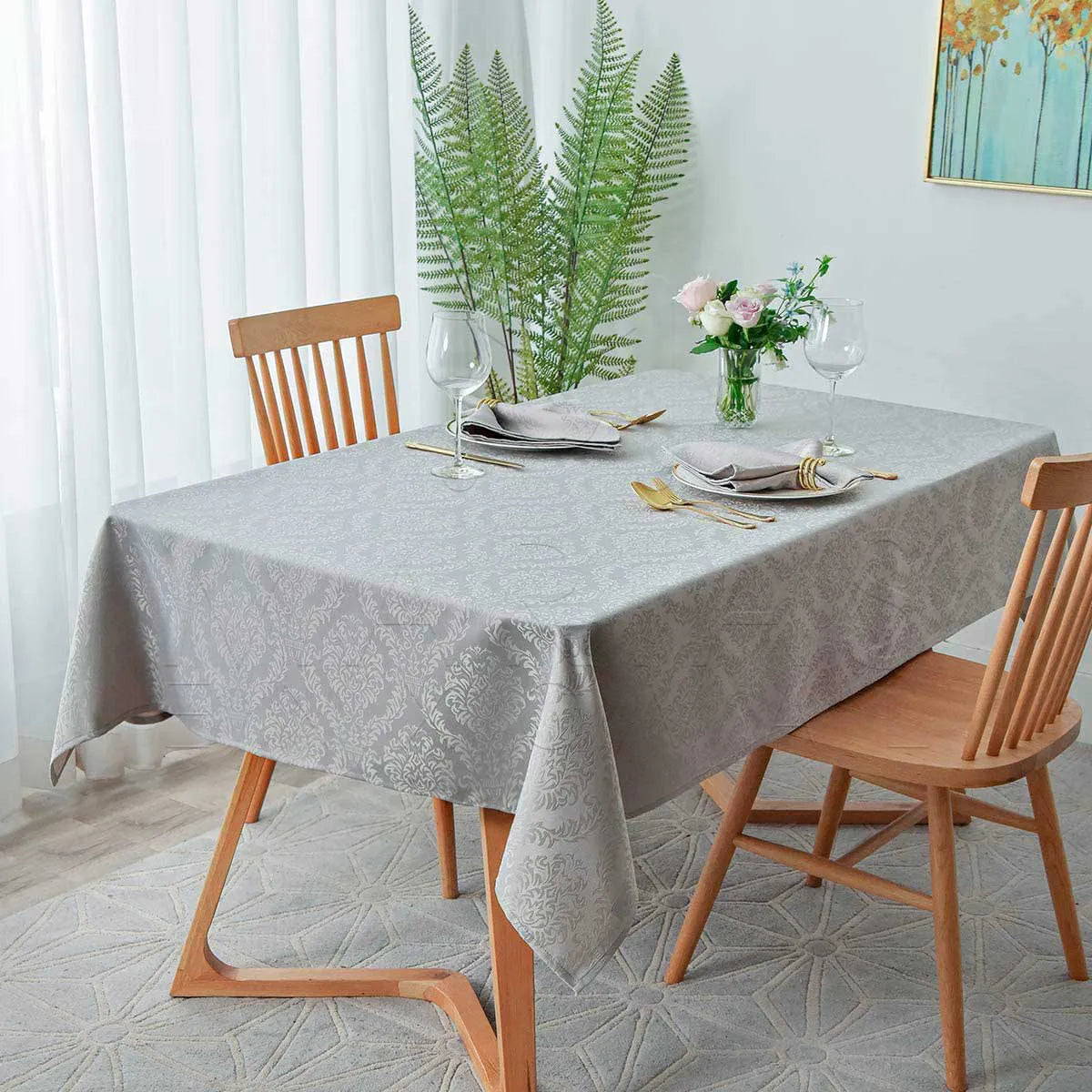 Toalha De Mesa Belga 2,50m X 1,40m - 8 Lugares - Cinza